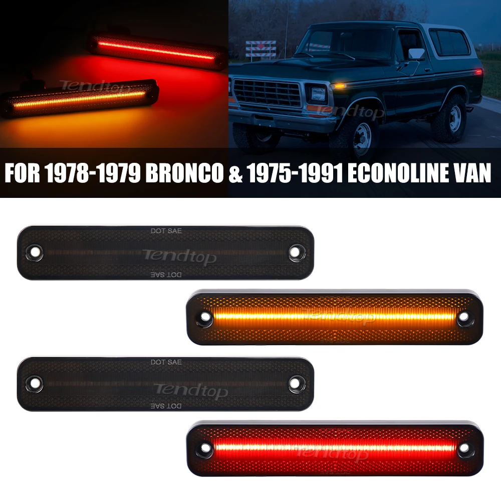 

Front Amber/ Rear Red Side Marker Lights For 1973-1979 Ford F Series Truck Bronco For 1975-1991 Ford Econoline Van