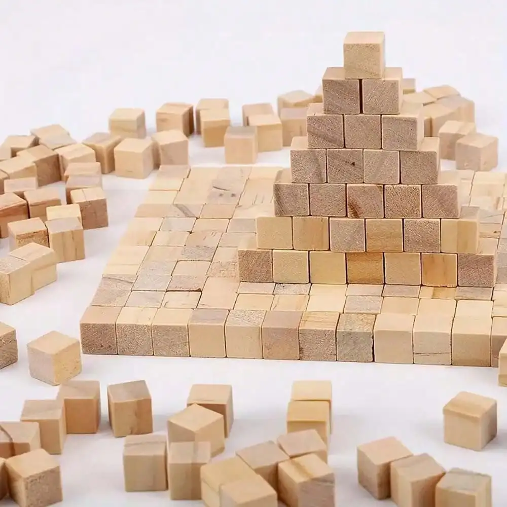 50/100/400pcs Unfinished Blank Mini DIY Wooden Square Blocks 1cm Wood Solid Cubes wood craft material For Woodwork Craft Puzzle Making
