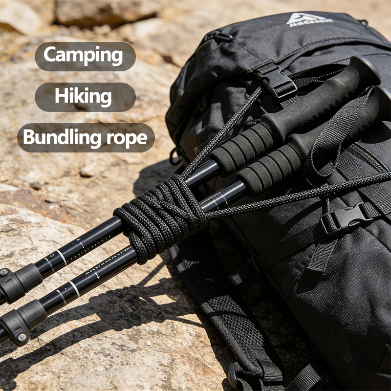 Durable Black Nylon Strap - Versatile Outdoor and Camping Utility Rope, 19 Meters