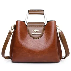 Elegant Leather Tote Bag - Luxury Designer Handbags (Brown)