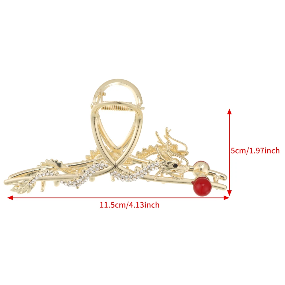11cm  Golden Dragon Hairpin Hair Claw Women Simple Zodiac Hair Claw Alloy back of the head Hairpin Shark Clip Hair Accessories