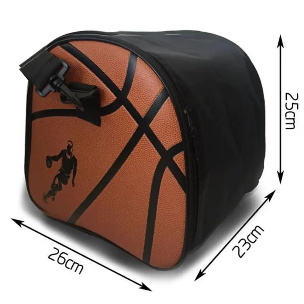 Large Capacity Basketball Pattern Bag Single Shoulder Zipper Pocket Crossbody Basketball Bag Lightweight PU Ball Storage Case