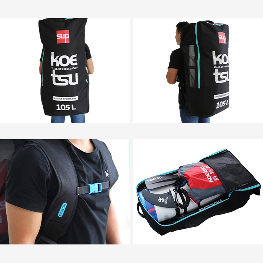 Inflatable Paddleboard Carrying Bag - Durable 80L/105L Surfboard Backpack with Zipper Closure