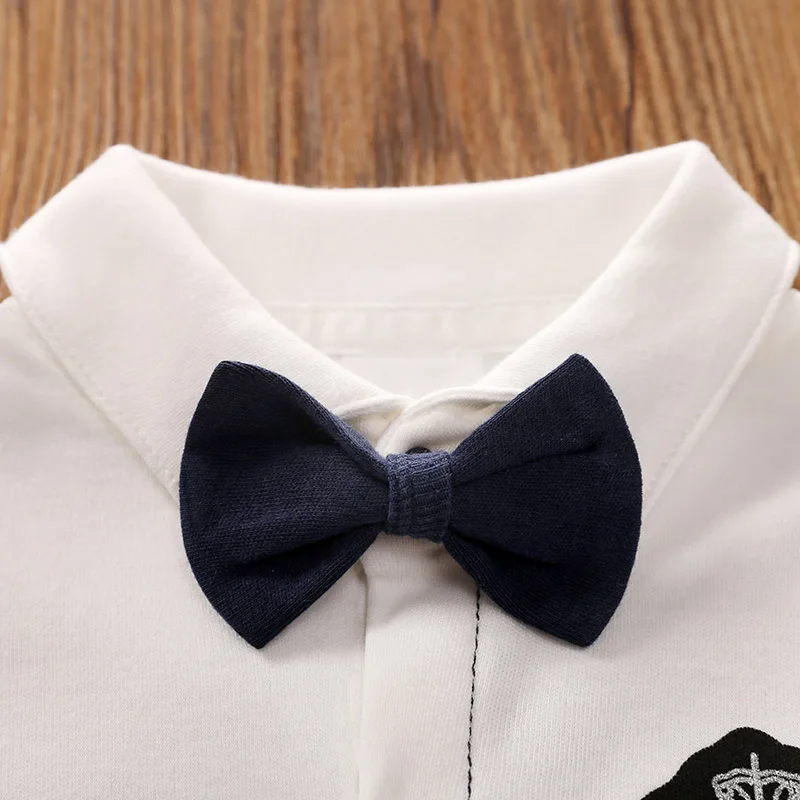 Male Baby Newborn Gentleman Style Crawling Clothes Comfortable Cotton Clothes Spring And Autumn Long Sleeved Baby Bodysuit - Image 4