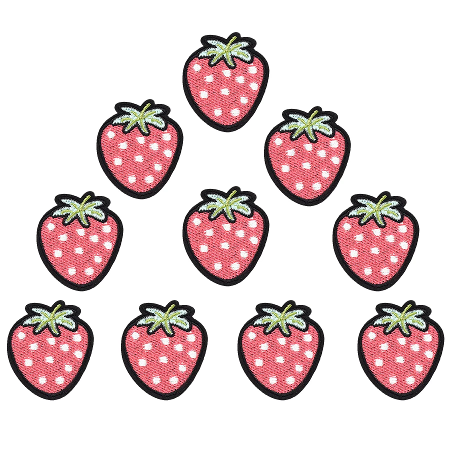 3pcs/Set Cartoon Strawberry Embroidered Iron-On Fabric Patch For Clothing  Decoration