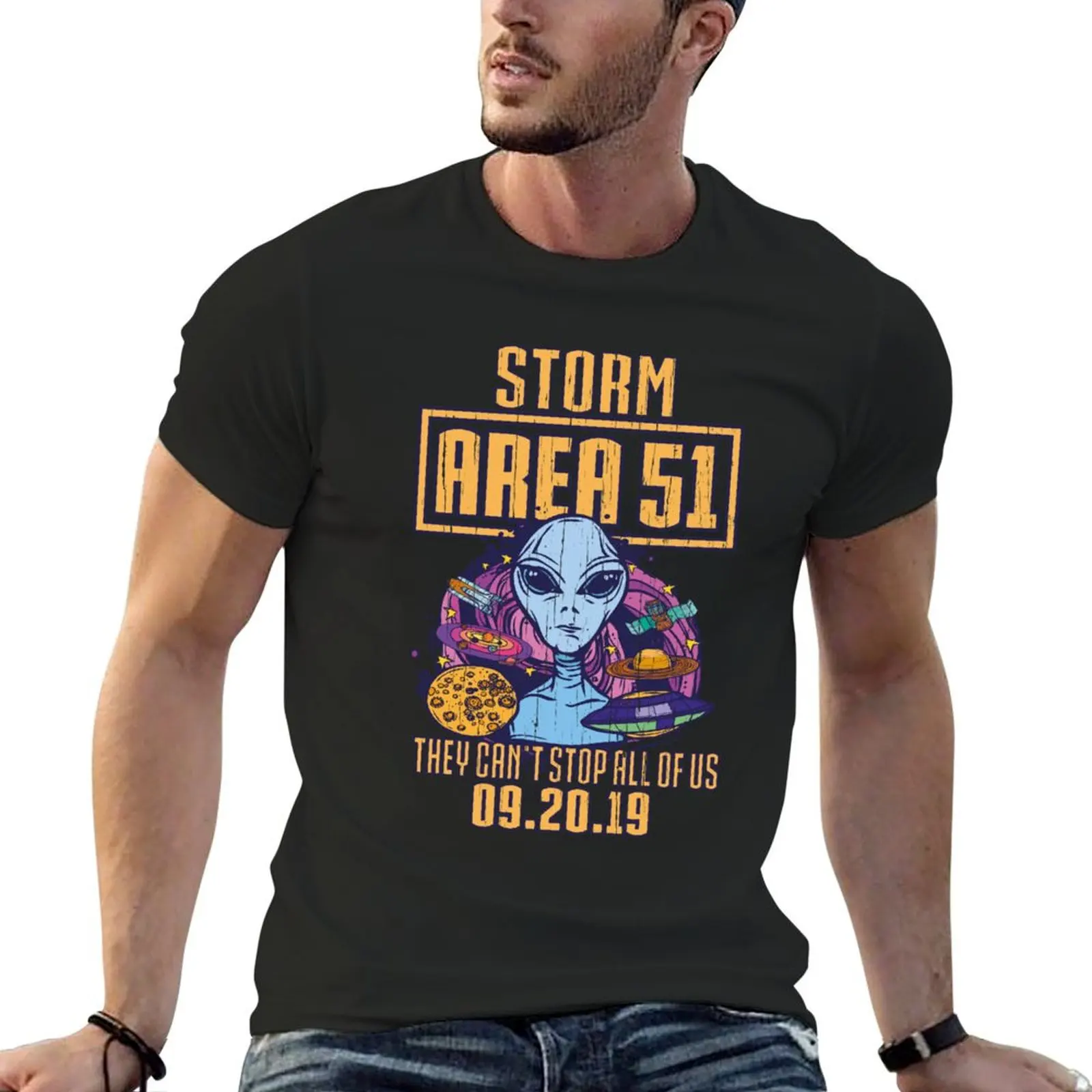 Storm Area 51 Alien UFO 5K Fun Run T-Shirt graphics tops t shirt for men