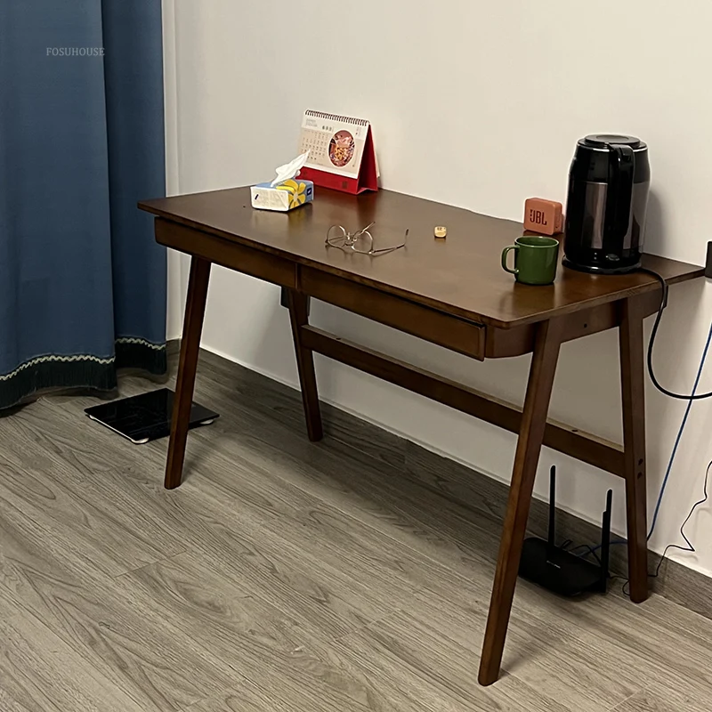 Nordic solid wood computer desk for home bedroom student reading desk small apartment office furniture