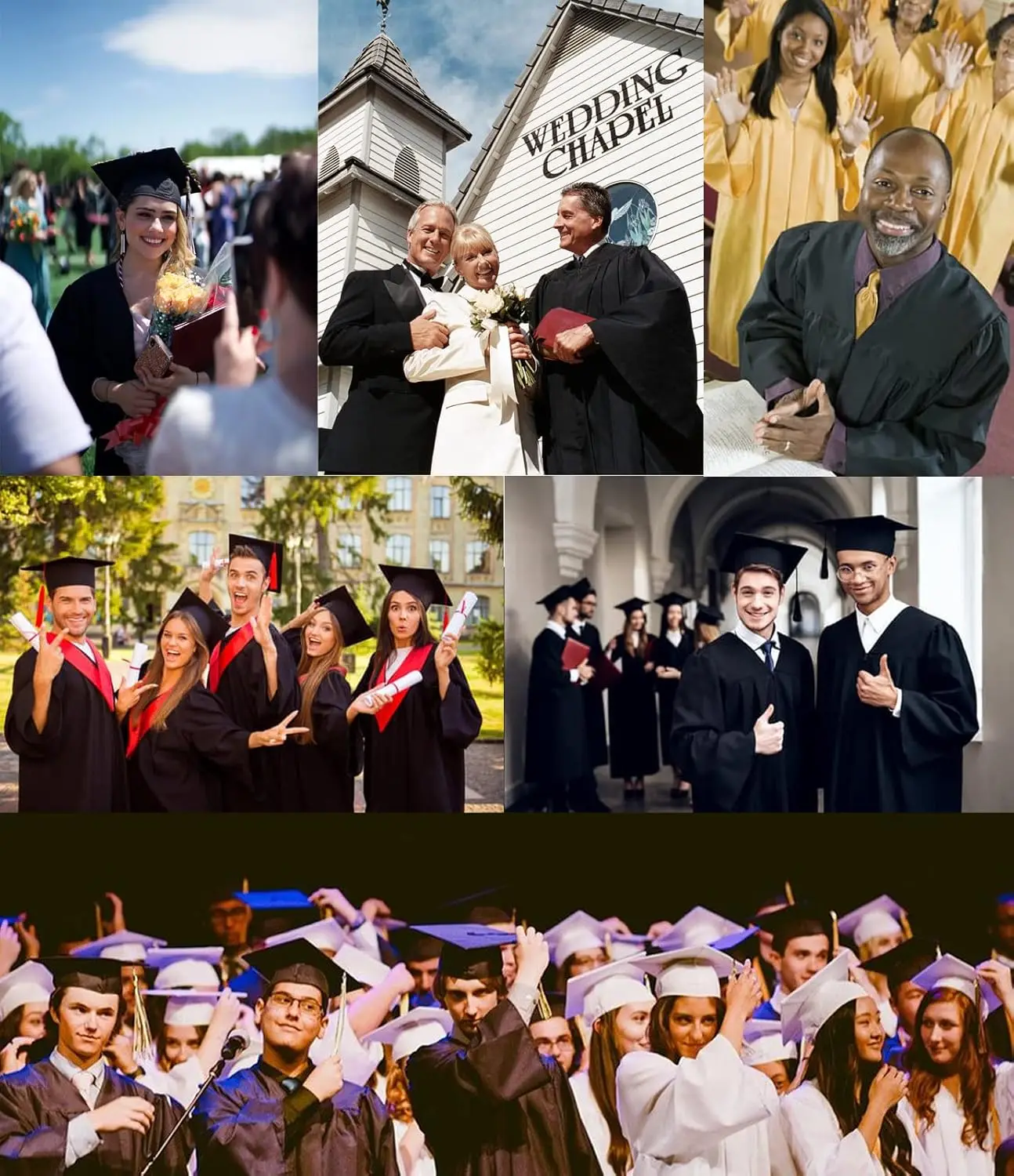 Unisex Matte Cap Gown Tassel High School College Graduation Academic Dress
