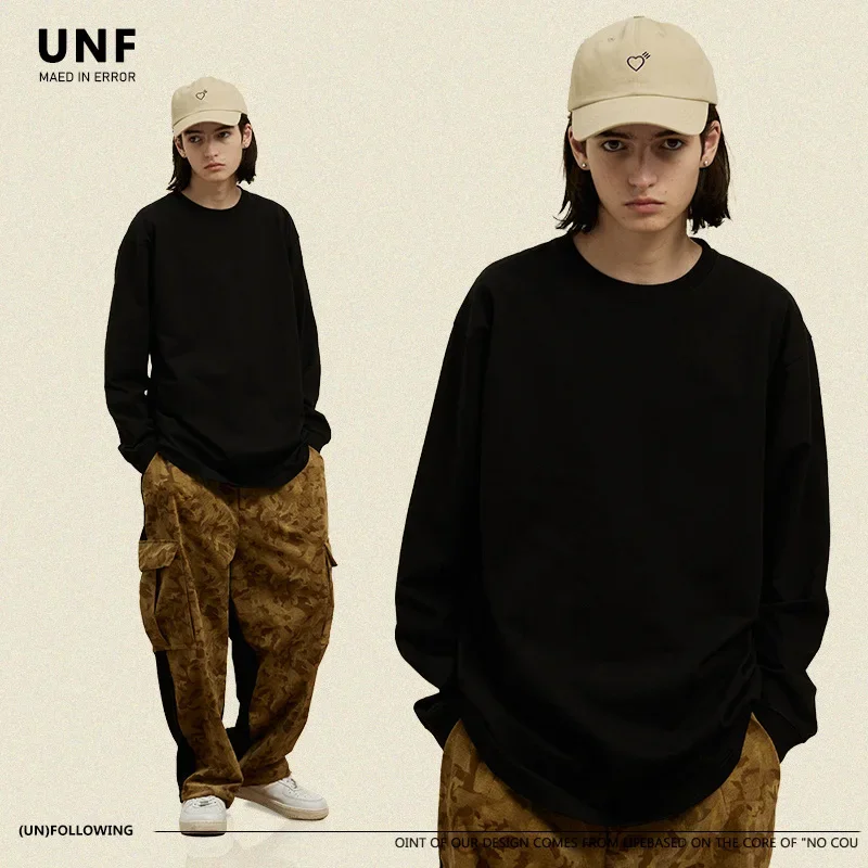 

Autumn Winter Pure Color Cotton Loose Day System Basic Long Sleeve T-shirt Men Women Brand Tee