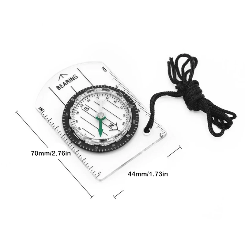 Outdoor Camping Hiking Transparent Acrylic Compass Compass Proportional Footprint Travel Tools Travel Kits