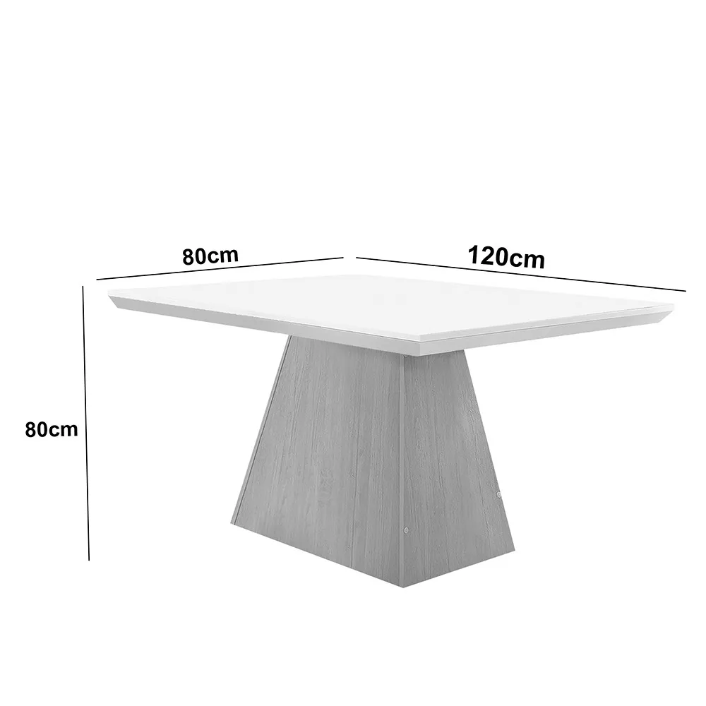 Mesa para Sala de Jantar Aida 120cm em MDF com Vidro 3