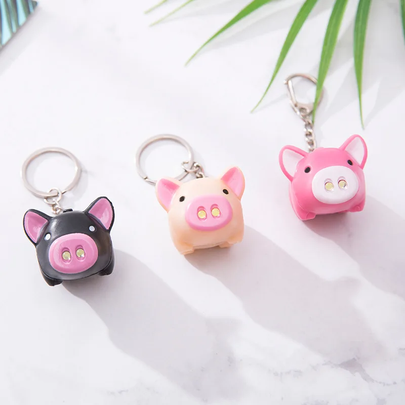 

1Pcs LED Keychain Lovely Pig Shape Keyring With Sound Key Holder Mini Torch Flashlight Kids Toy Gift