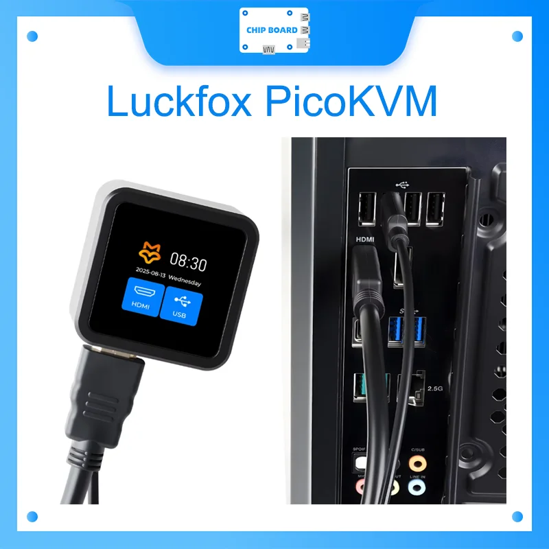 Luckfox PicoKVM – Boîtier IP KVM Avec écran Tactile 1.54", Capture HDMI, Simulation Clavier/souris – Gestion à Distance De Serveurs/PC