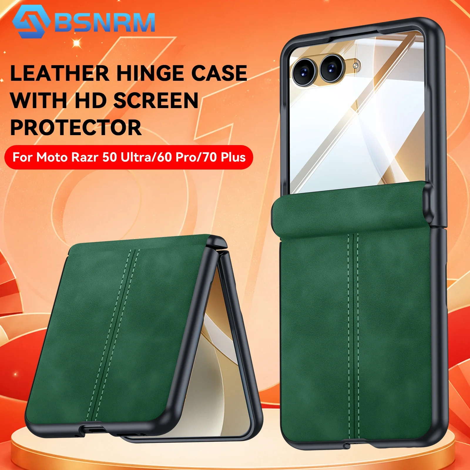 Ultra-Thin Green PU Leather Matte Case with Hinge Protection
