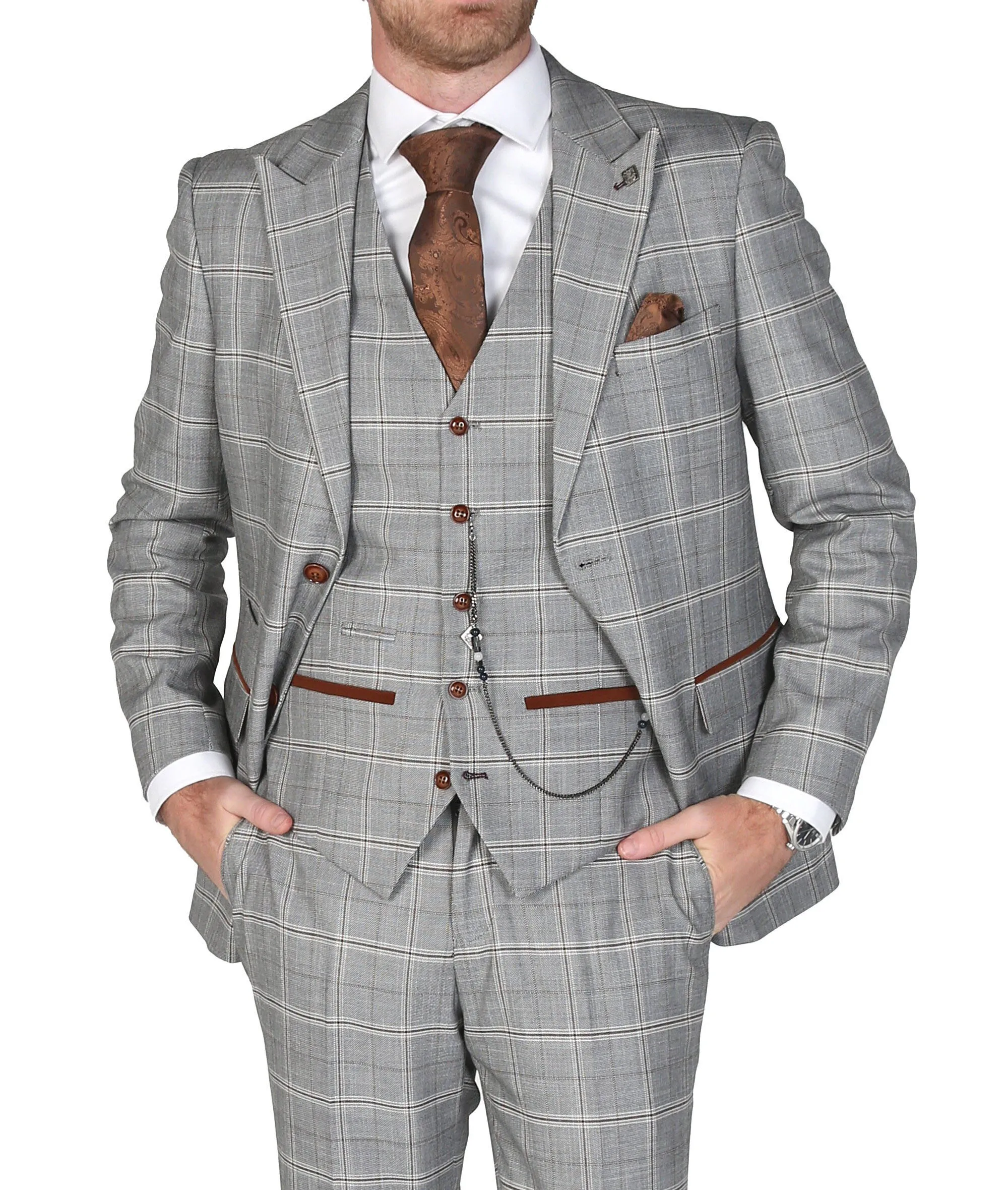 New Men's Suit 3 Pieces Blazer Pants Buckle Work Wool Wear Checkered Wedding Prom Costume Size Color Made