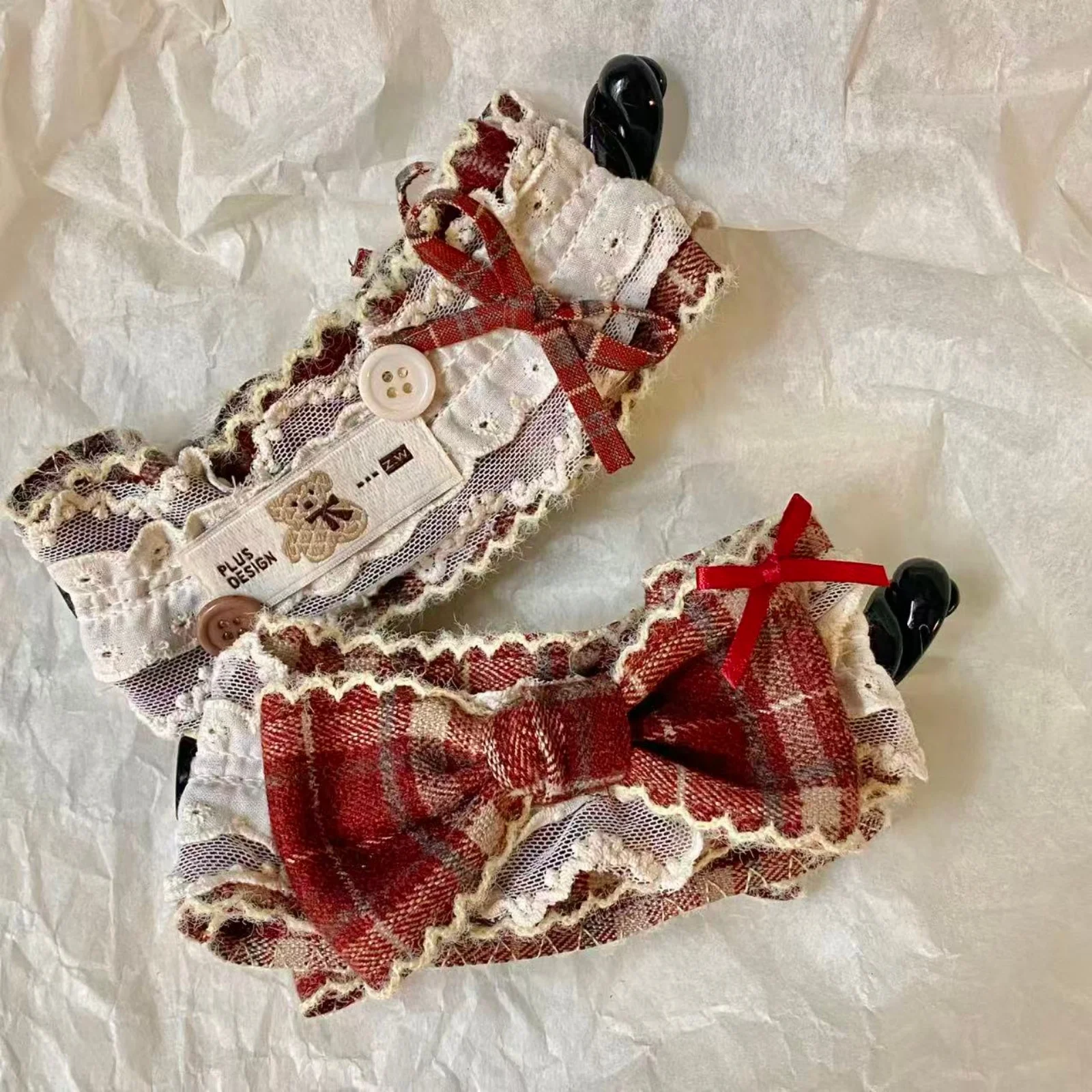 1PC Vintage Bear Hair Claws with Lace&Bow | Retro Women's Hair Accessories, Cute Teddy Bear Decor Hair Grips for Daily&Party