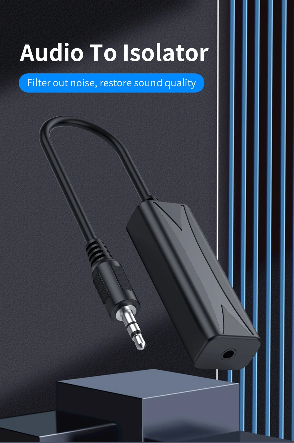 35mmAudioAuxCableAntiinterferenceGroundLoopNoiseFilter