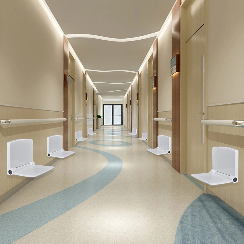 Wall-mounted Shower Seats Plastic Folding Bath Chair Multi-functional Shower Room Bath Porch Sitting Stool Home Non-slip Chair 5