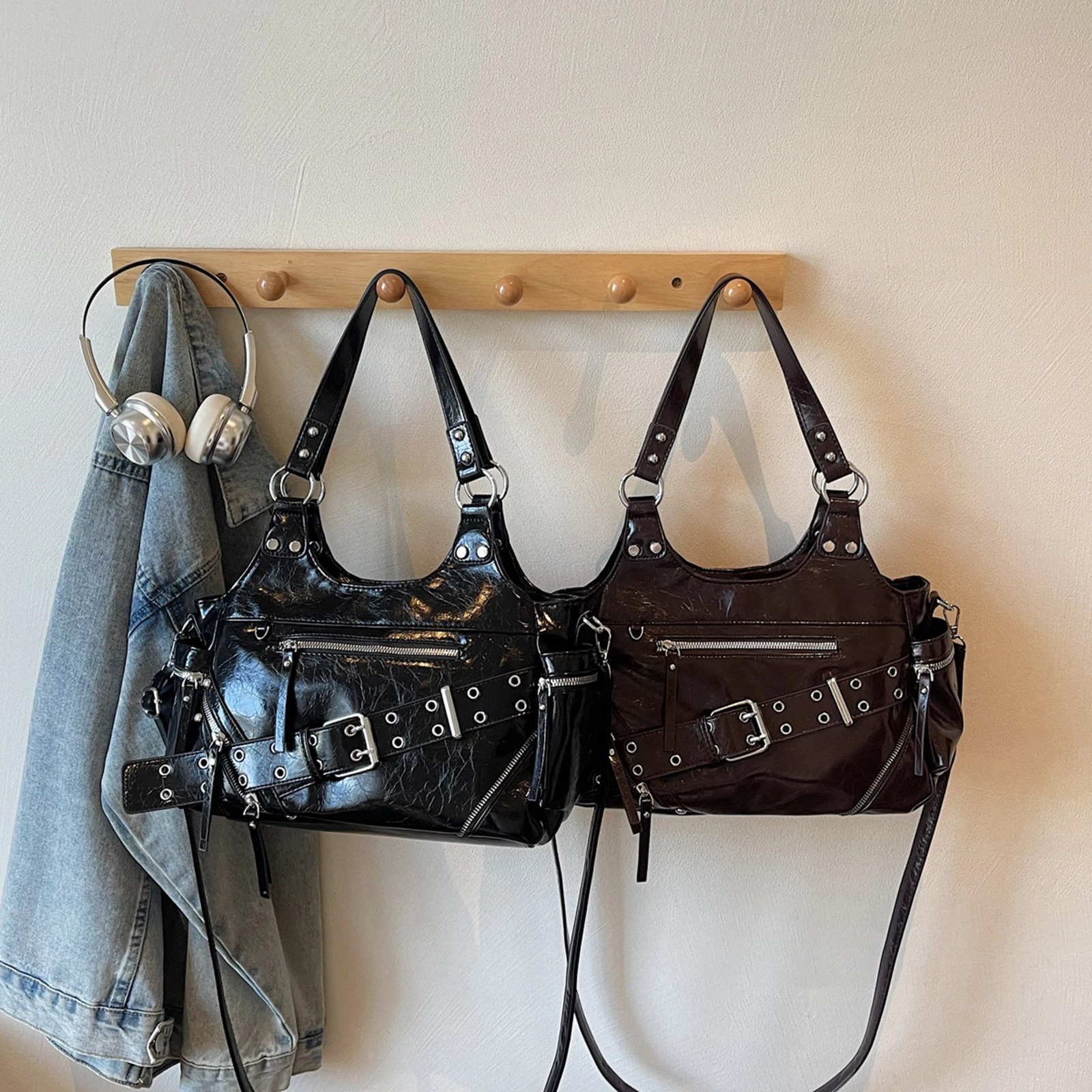 PU Leather Shoulder Bag Large Tote Bag with Adjustable Strap Underarm Bag for Women Work Shopping Travel