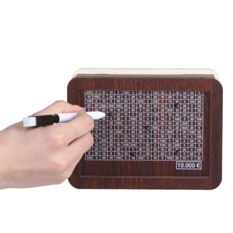 1000/2000/3000/5000/10000 Euro Money Box Wooden Piggy Bank Money Vault Savings Box Challenge Cash Storage Case