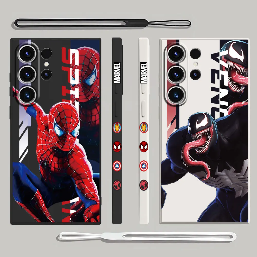 Custodia Per Xiaomi Poco X4Nfc F5 X3 Nfc X3 Pro C40 X4Pro 5G M4 Pro Luxury Marvel Spiderman Venom Square Liquid Cover Back Capa