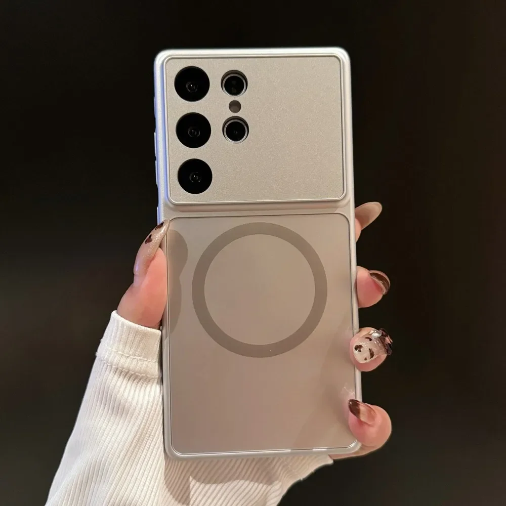 Luxury Magnetic Wireless Charging Armor Case - Large Window Design, Hard Cover s