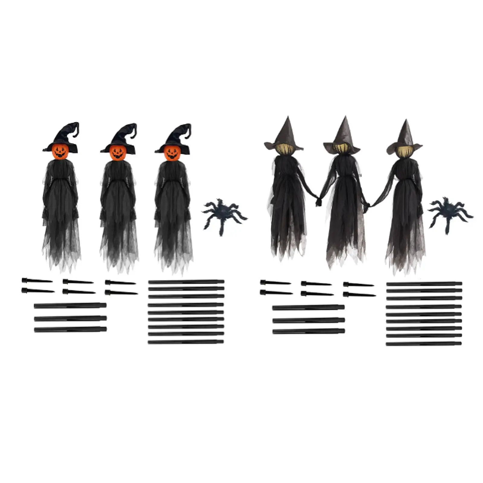 Ornaments with Stakes Set Light up Holding Hands Screaming Witches Halloween Witches for Home Outside Holidays Porch Garden