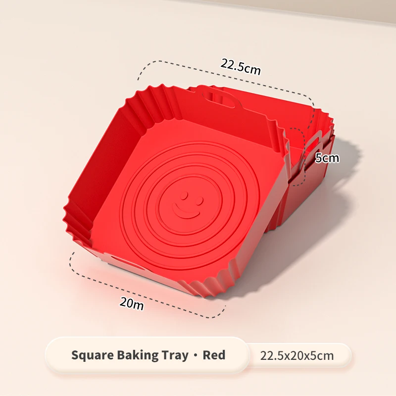 2-Piece Square Silicone Air Fryer Liners - 8-Inch Reusable Non-Stick Cooking Mats