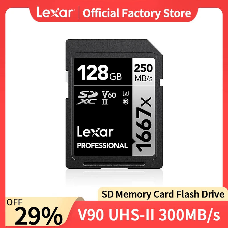 Lexar Original SD Memory Card 1667X V60 250MB/s 64GB 128GB 256GB High Speed sd Card SDXC UHS-II U3 C10 Flash Cards 4K for Camera sd card