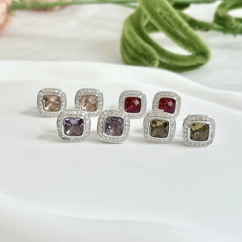 HSC David Y Cable Classics Earrings in Sterling Silver with Amethyst and Pave Diamonds at Ahee Jewelers