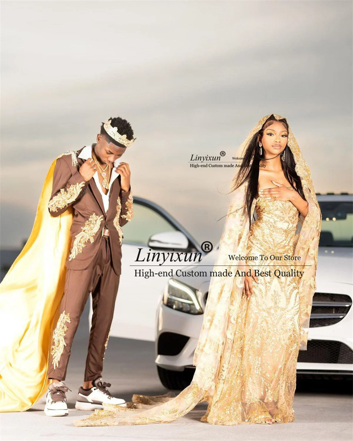 

Модные мужские костюмы Bwron с накидкой, 2 предмета, свадебные смокинги для жениха, аппликация, бисер, кристалл, мужской блейзер для выпускного вечера, приталенный мужской костюм