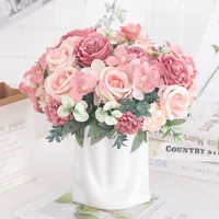 Artificial Flowers Silk Peony Hydrangea For Living Room Home Decoration Wedding Bride Bouquet Rose Fake Plants Table Accessories 3