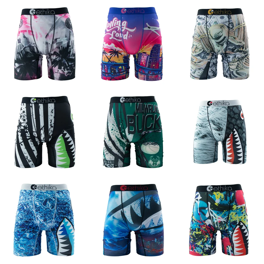 ETHIKA 1Pcs 남성 속옷 복서 통기성 메쉬 가랑이 남성 트렁크 플러스 사이즈 S-3XL 남성 수영 속옷 남성 팬티 트렁크