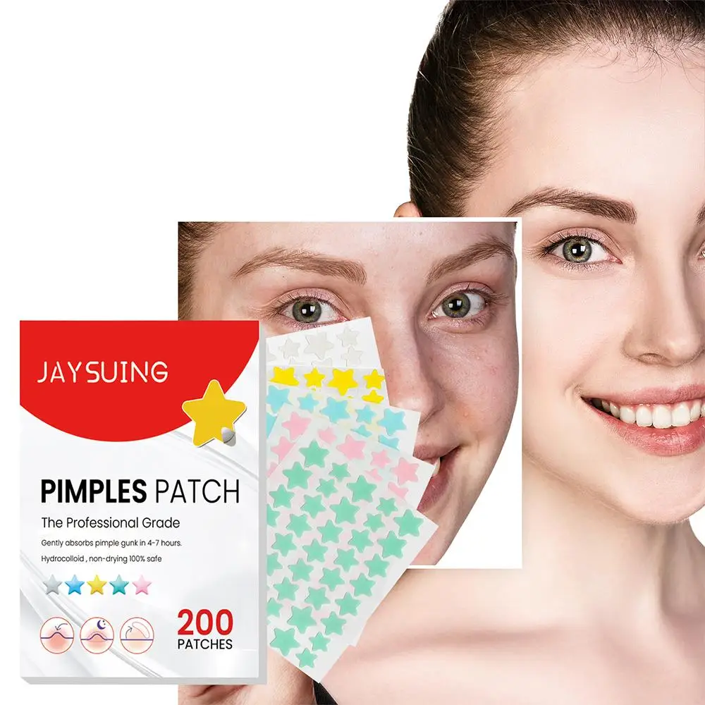 200pcs Star Shape Pimple Patches Colorful Hydrocolloid Pimple Healing Sticker Cute Strong Absorption Zit Patches Face Care 2