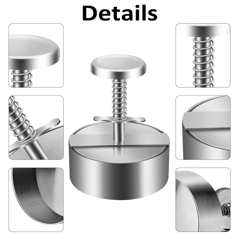 Adjustable Hamburger Patty Maker 115mm Stainless Steel Burger Press Patty Making Molds Patties for Beef, Vegetables, Meat, BBQ