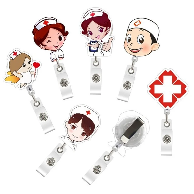 1pc Acrylic Retractable Nurse Badge Reel Nurse Doctors Name Tag ID Badge  Holder Clip Medical Workers Pass Staff Card Clip - AliExpress