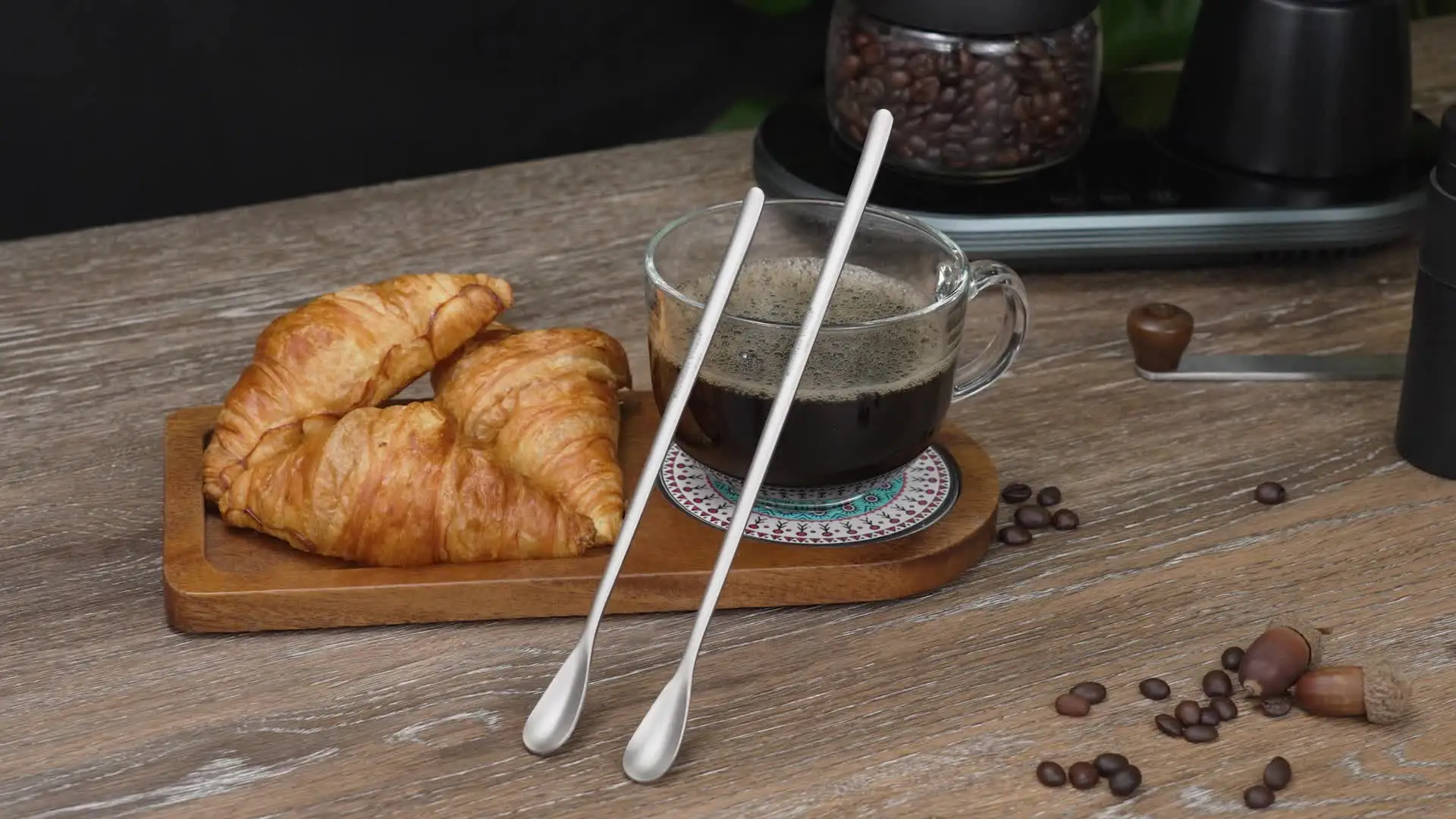 Boundless Voyage Titanium Coffee Spoons – Long Handle Stirrers For Coffee, Tea, Espresso & More (Set Of 2, Large Size)