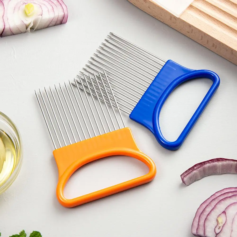 Vegetable Cutter Stainless Steel Fork Slicer Stainless Steel Onion Holder Slicer Cutter with Non-slip for Tomato for Potato