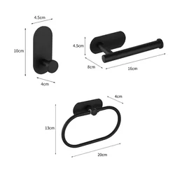 Luxurious Dual-Tone Bathroom Accessory Set with Towel Rack, Robe Hook, and Toilet Paper Holder (Black 3PCS Sets A)