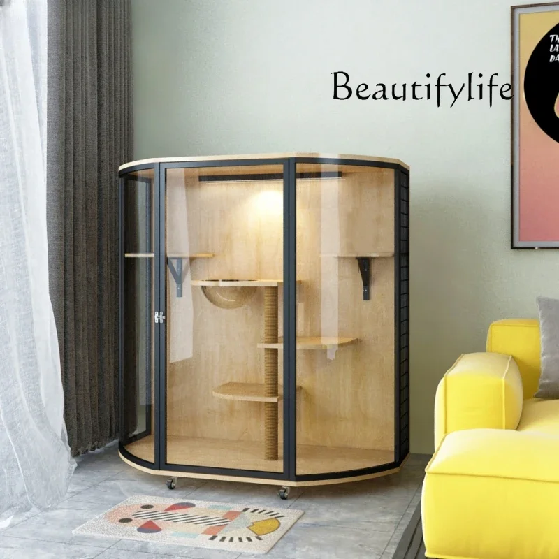 

Luxury Cat Villa Cat Home Cage Large Space Glass Room Cat Room Panoramic Display Cabinet