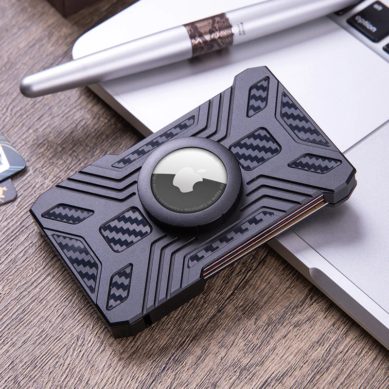 Airtag Card Holder with Bottle Opener Aluminum Carbon Fiber Alloy Metal Carteira Slim Wallet Rfid Luxury Minimalist Cardholder
