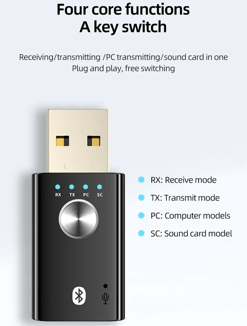 4 In 1 Bluetooth 5.1 Audio Receiver Transmitter Stereo USB Dongle 3.5mm 3.5 AUX RCA Wireless Adapter For Car Kit TV PC Headphone