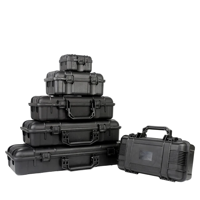 Caja de herramientas de plástico, caja de equipo impermeable sellada, caja de instrumentos a prueba de golpes, caja de herramientas protectora de seguridad, caja portátil para exteriores