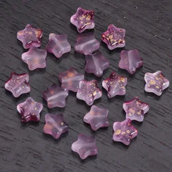 20pcs Colorful Star - Shaped Lampwork Glass Beads for DIY Jewelry and Crafts (Dark Fuchsia Golden)