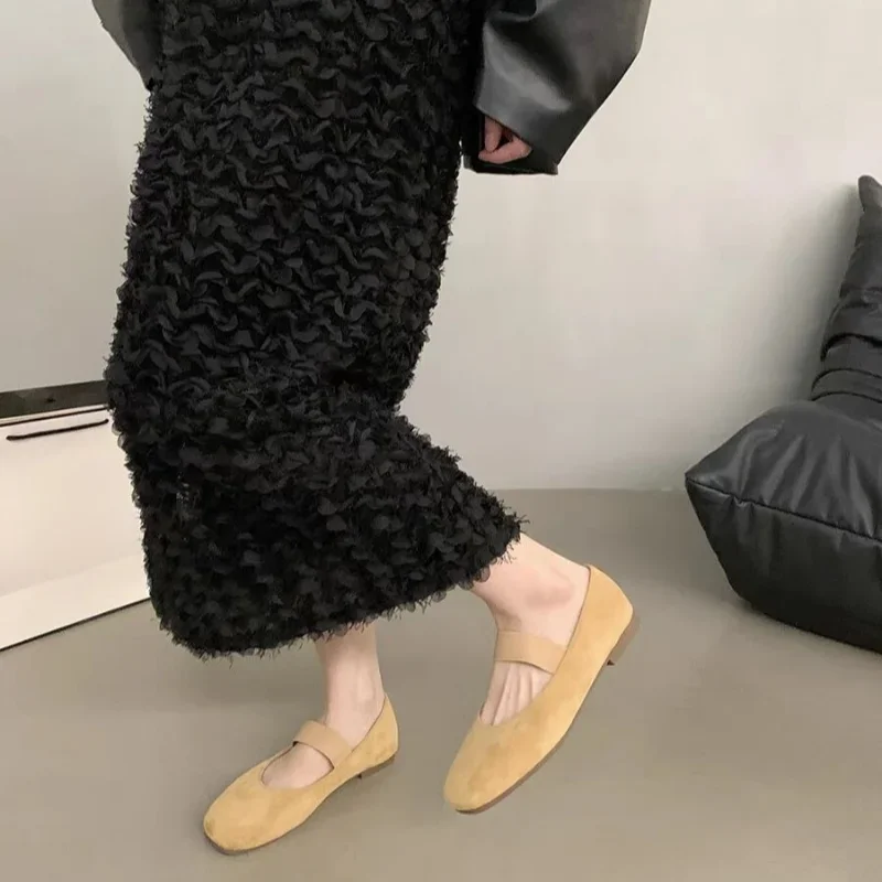 Women Flat Heel Outdoor Casual Mary Jane Red New Flat Shoes Fashion Shallow Slip on Ladies Elegant Ballerinas Soft Shoes 4