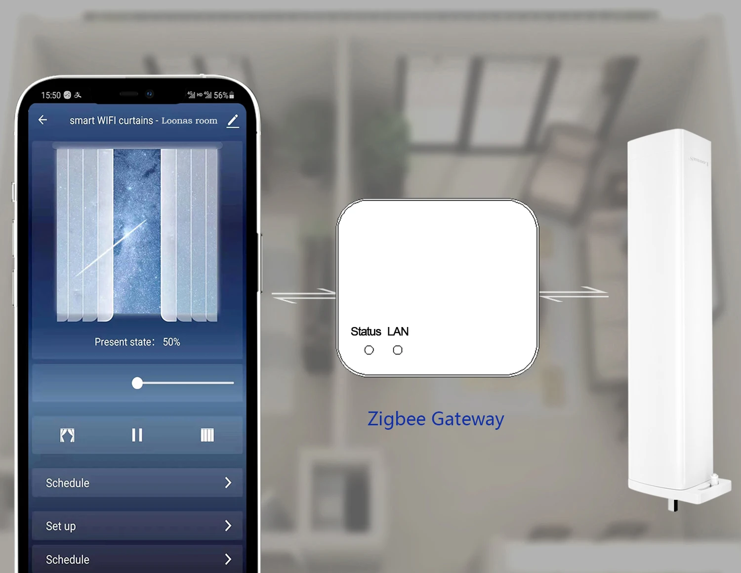 Description Picture 3 of item2nd G Tuya Zigbee Smart Electric Automatic Curtain Motor Control System Compatable Alexa, Google Assistant, Alice