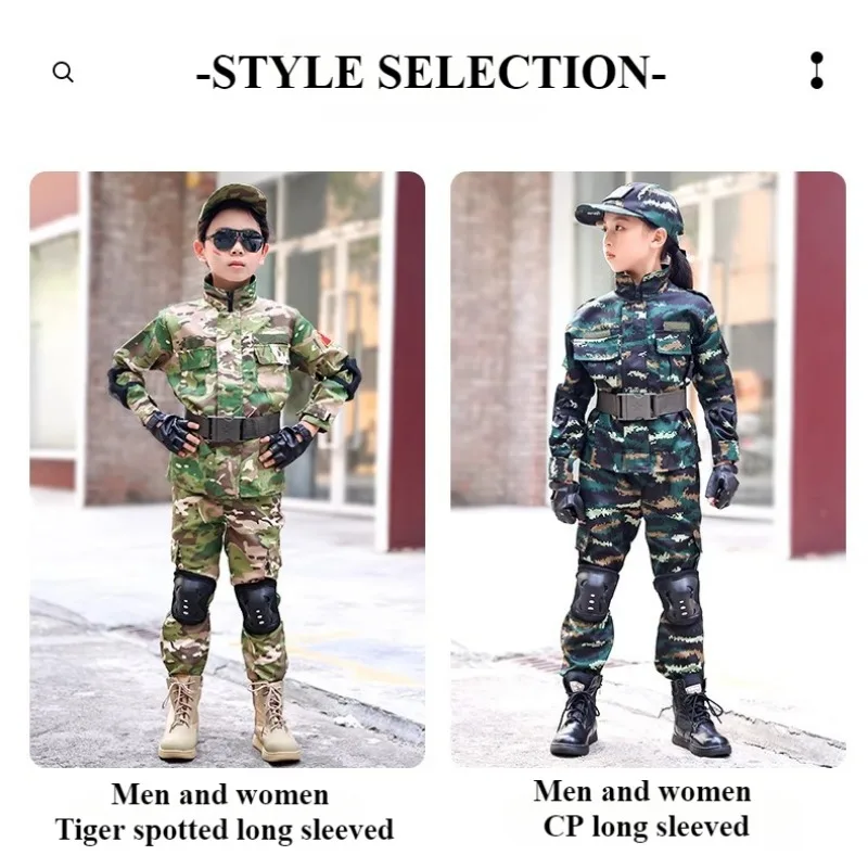 Tactical Military Uniform for Children's Day Camouflag Disguise Adult Halloween Costume for Kid Girl Scout Boy Soldier Army Suit 5