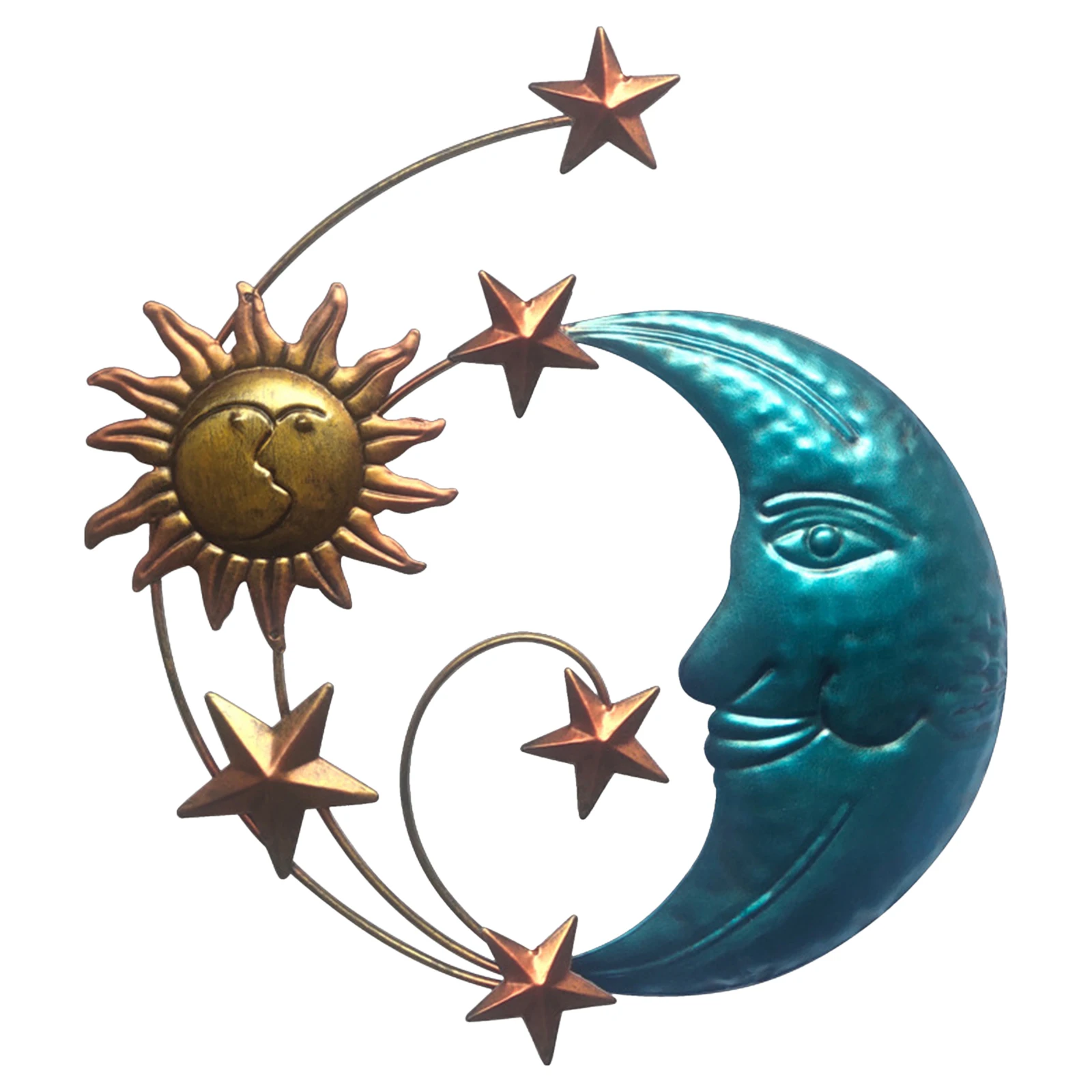 Sun Moon Star Face Wall Hanging Sculpture Sun Face Metal Wall Art Decor Indoor Outdoor Wall Decor Metal Hanging Wall Patio Decor