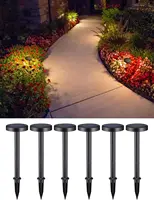 2CCT Solar Landscape Pathway Lights Outdoor Lights for Garden, Sidewalk, 2700K Soft White /4000K Cool White, Pack of 6 1