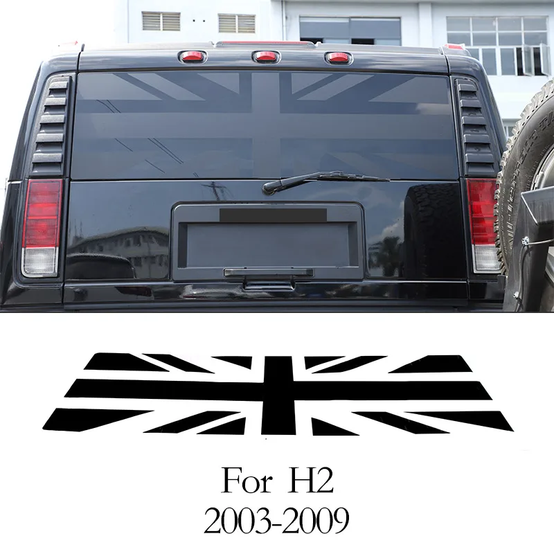 American Flag Rear Side Window Decal For Hummer H2 & H3 (2003-2009) - Matte Black Vinyl Sticker